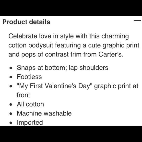 My First Valentine’s Day Romper by Carter’s NWT - Picture 5 of 6